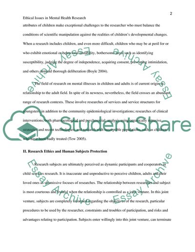 Research in mental health ethical issues