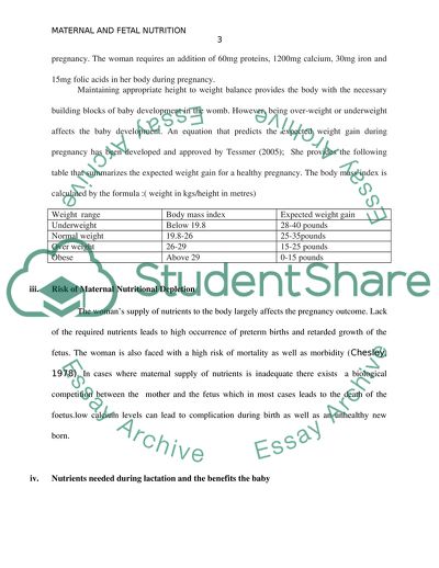Maternal and Fetal Nutrition