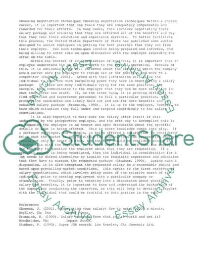 Choosing Negotiation Techniques