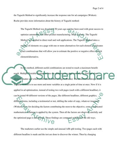 Website Optimization Using Taguchi Method