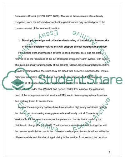 HPHP6000 Clinical Decision Making in Contemporary Paramedic Practice