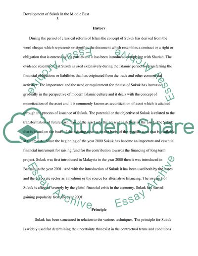 Development of Sukuk in the Middle East