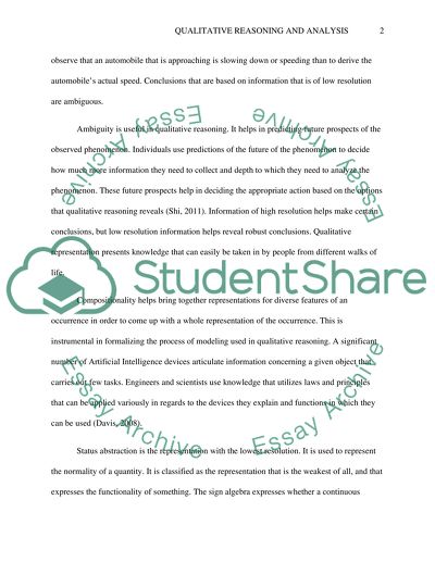 Qualitative Reasoning and Analysis