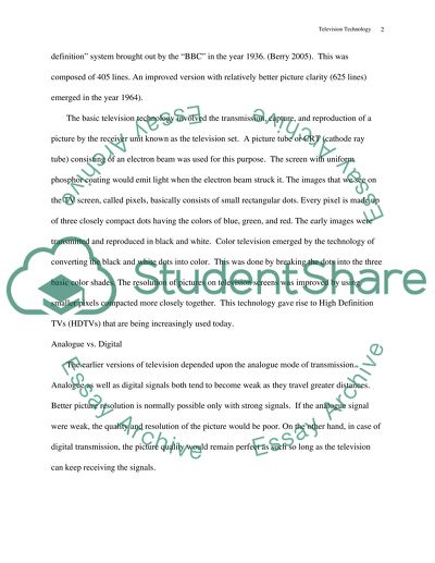 Television Technology: From Analogue to Digital and Beyond