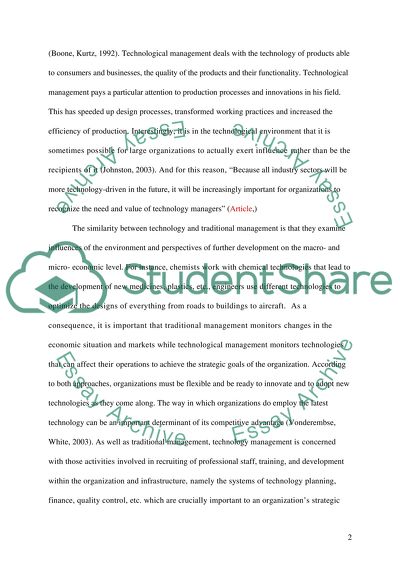 Technology Management vs. Traditional Management