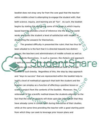Basic Rhetorical Analysis of Science Fair Project Booklet