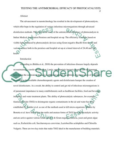 Antimicrobial Efficacy of Photocatalysts in Indian Medical Association