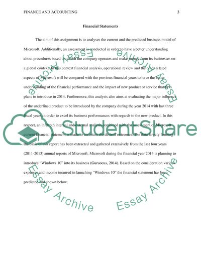 Finance and Accounting of Microsoft Company