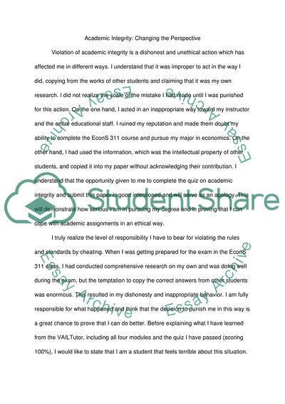 Academic Integrity: Changing the Perspective