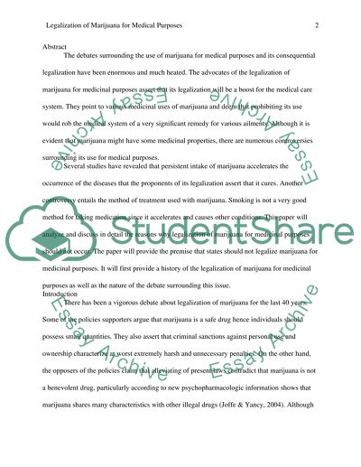 The legalization of marijuana for medical purposes