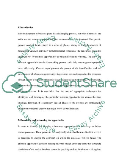 The Development of Business Plans