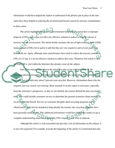 CFLs require new twist in disposal - Article Review