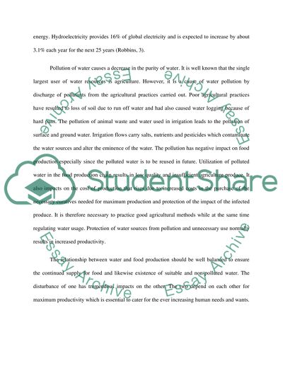 The Nexus of Food and Water in Productivity