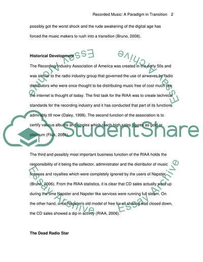 Recorded Music a Paradigm in Transition