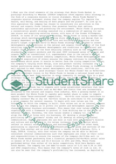 The Strategy of Whole Foods Market