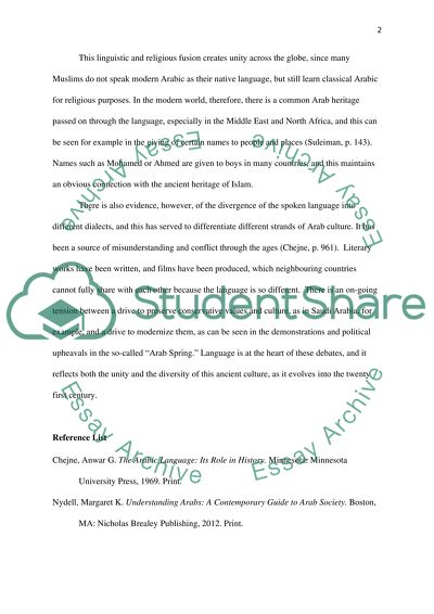 Role of Language in the Arabic Culture