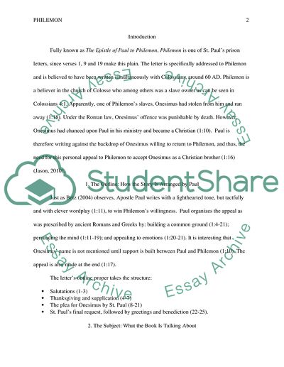 The Epistle of Paul to Philemon