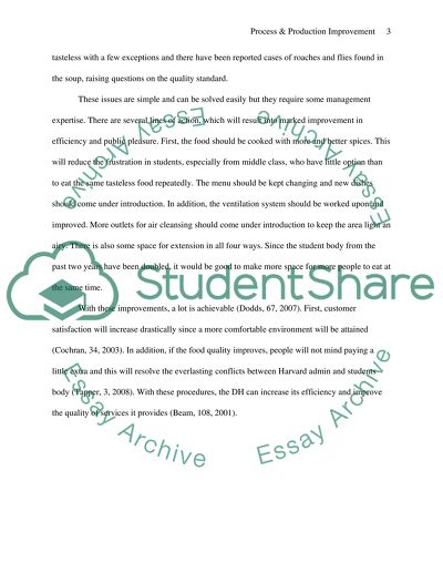 Process and production improvement