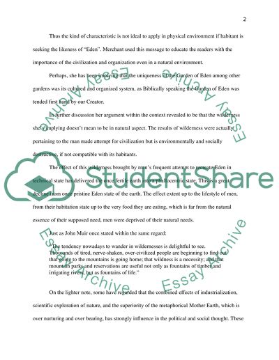Short paper on Reinventing Eden by Carpolyn Merchant