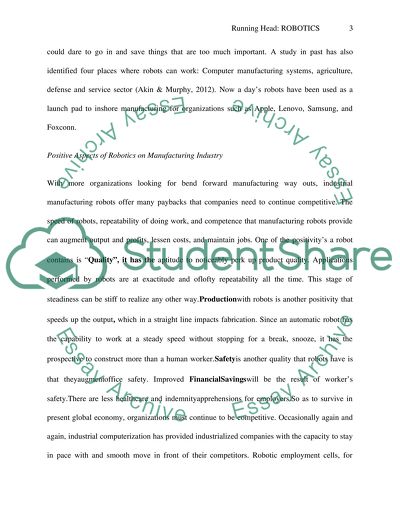 Robotics in Manufacturing Industry