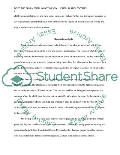 Does the Family Form Impact Mental Health of Adolescents