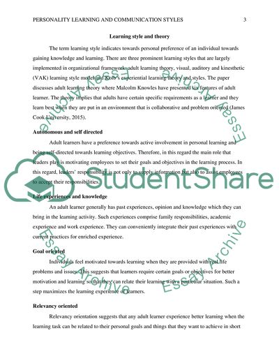 Personality, Learning, and Communication Styles