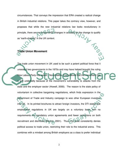 The Trade Union Movement in the UK