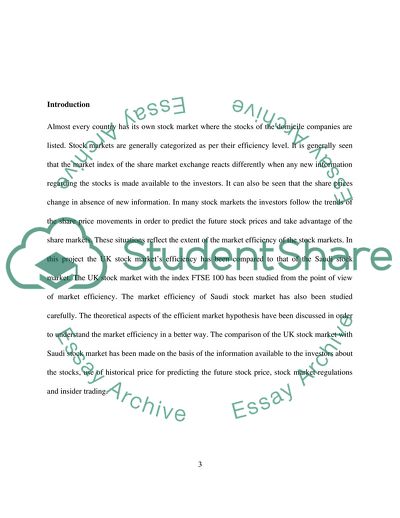 The Efficient of the UK and Saudi Stock Market