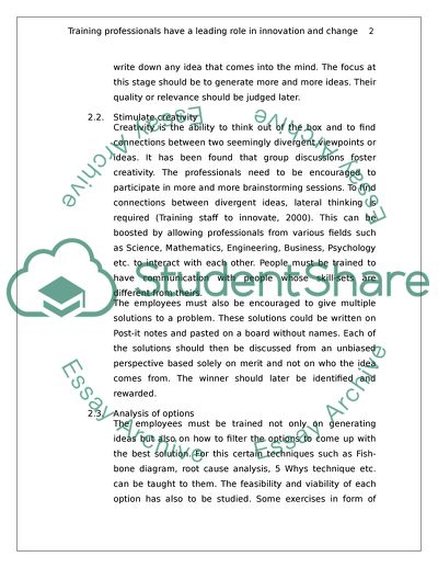 Training Professionals Have a Leading Role in Innovation and Change