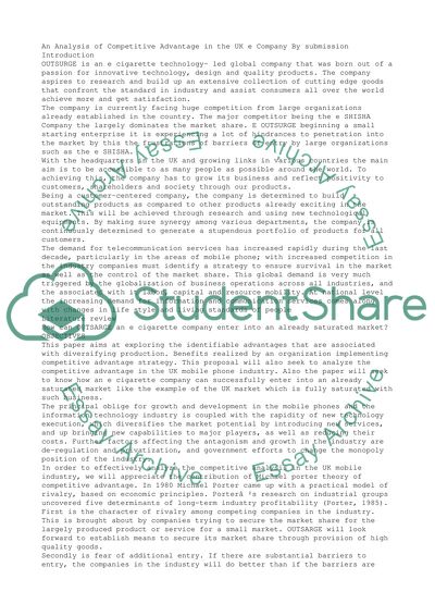 Competitive Advantage in the UK ECompany