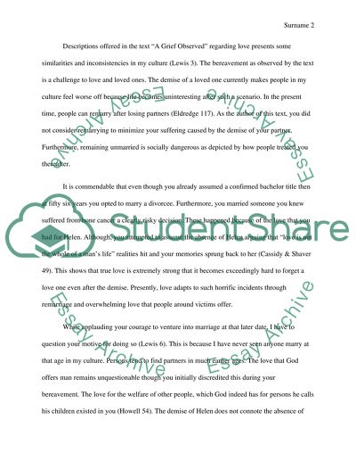 Letter to C.S.Lewis - A Grief Observed