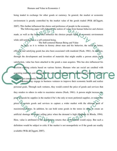 Human and Value in Economics