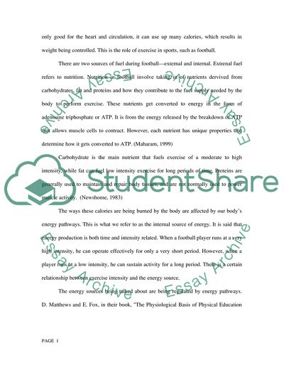 Calorie Utilization in Football