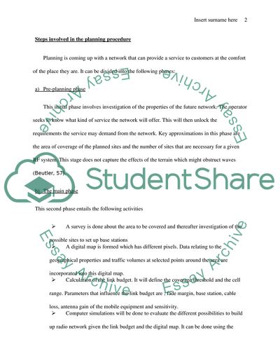 Wireless System Engineering and Deployment - RF Planning