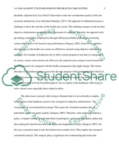 A Case against Utilitarianism in the Health Care System