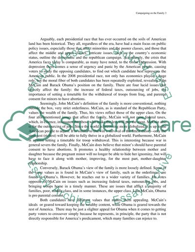 Sociology- Pres candidates compaigning about family concerns