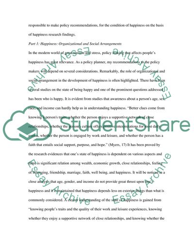 Happiness: Organizational and Social Arrangements