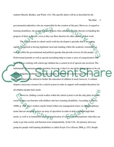 The Role of the Social Worker in Working with People with Learning Disabilities