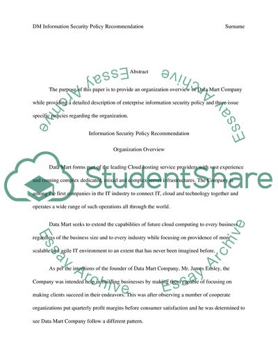 Data Mart Company Information Security Policy