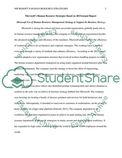 Microsofts Human Resource Strategies