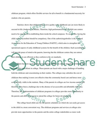 Child Care in Colleges Are Essential: Proposing a Solution