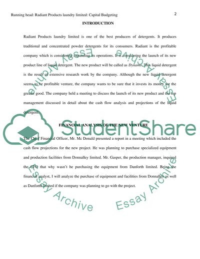 Capital Budgeting Decision for Radiant Products