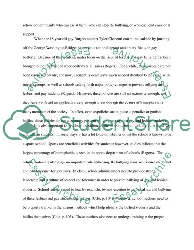 Bullying of Gay and Lesbian Students