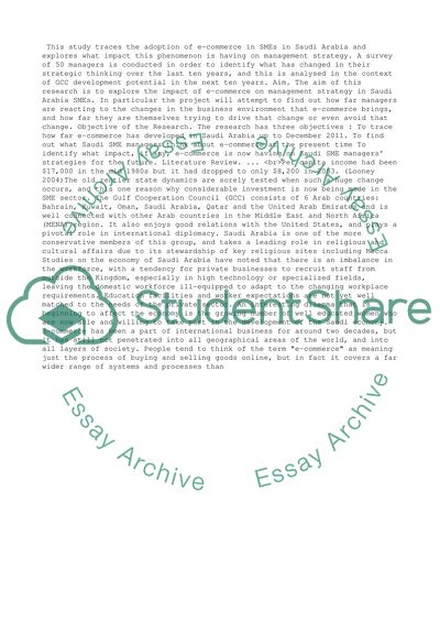 The Impact of E-commerce Adoption on Management Strategy in Gulf Corporation Council Countries Enterprises