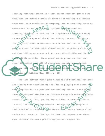 Violent Video Games and Increase of Aggressiveness