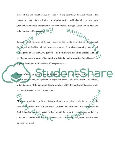 Case Study: Cultural & Ethical Factors that affect a Muslim COPD Patient