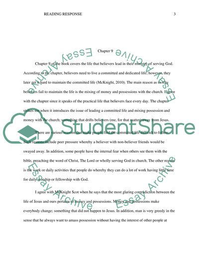 Reading Response Questions for One.Life 8 & 9