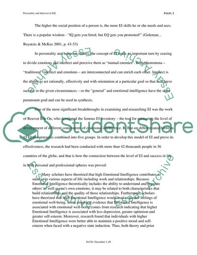 Personality and Behavior in Examining Concepts of Emotional Intelligence