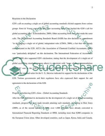 Progress on G20 Summit on Accounting Standards