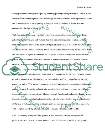 Professional Autonomy And Radiography